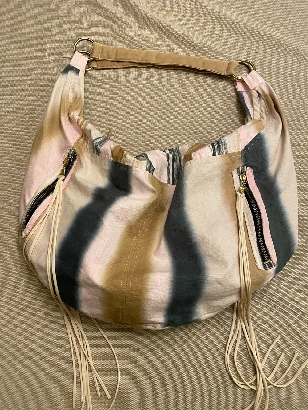 Indah Tie-Dye Hobo Bag in Pink, Beige & Gray